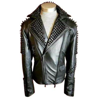 Studded Men Biker Leather Jacket