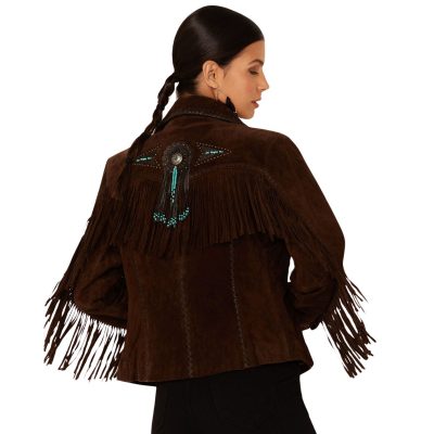 Women's Vintage Dark Brown Suede Leather Jacket