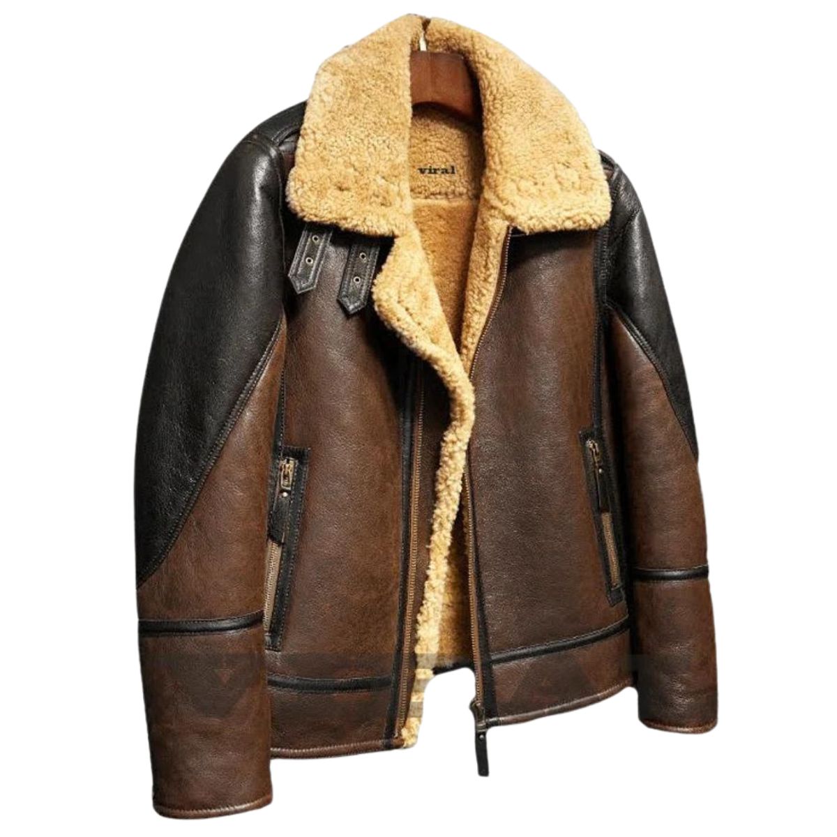 Mens Dark Brown B3 Bomber Shearling Jacket
