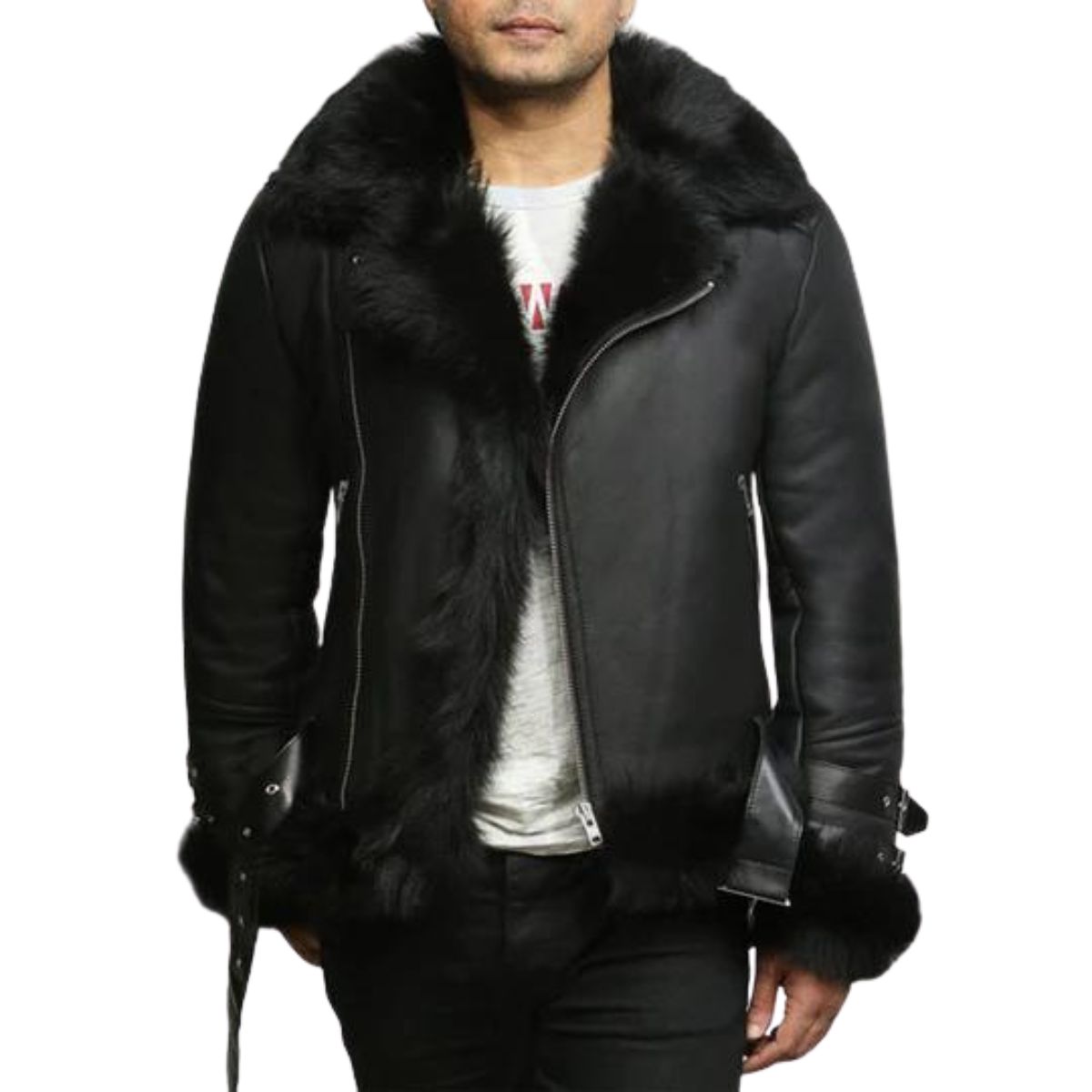 Fur Bomber Ginger Men B3 Bomber Leather Jacket