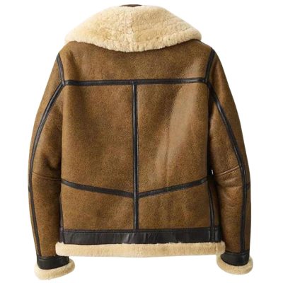 Mens B3 Bomber Leather Jacket Denim Style With Fur