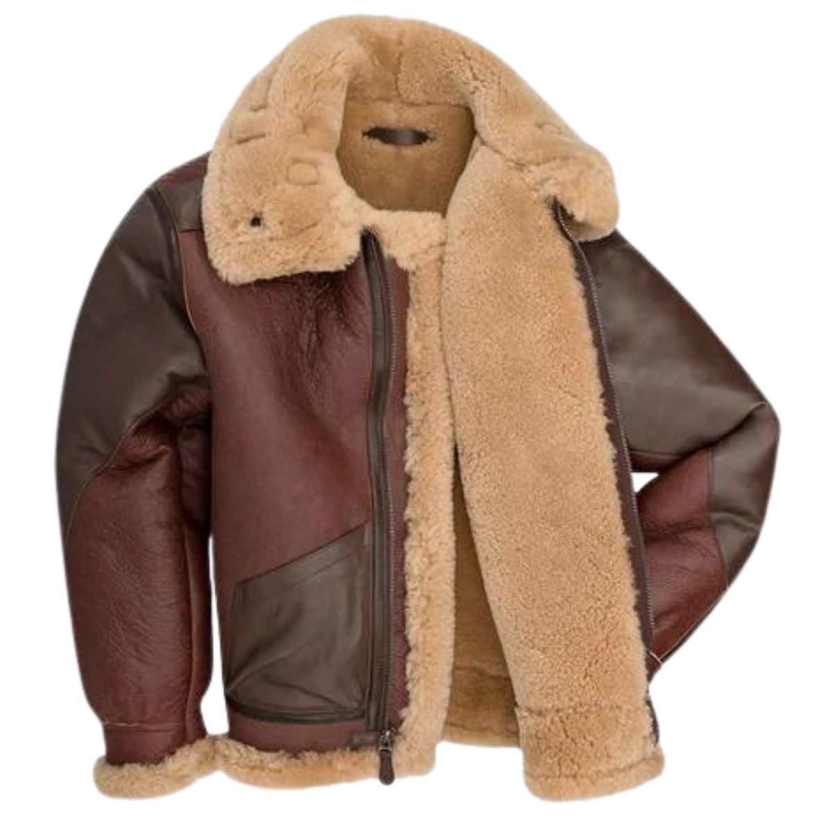 Mens Brown B3 Bomber Shearling Jacket