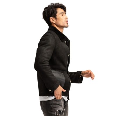 Men's Fur Collar Black B3 Bomber Avaitor Jacket