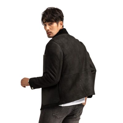 Men's Fur Collar Black B3 Bomber Avaitor Jacket