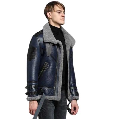Blue Fur Aviator Men's B3 Shearling Leather Flight Jacket