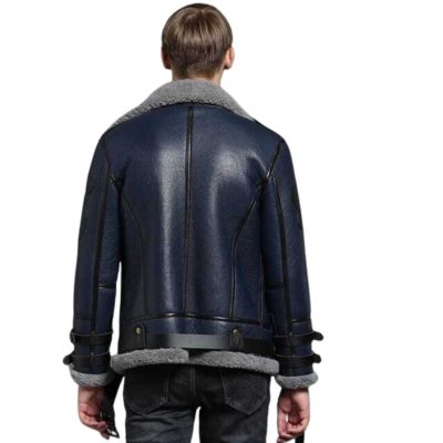 Blue Fur Aviator Men's B3 Shearling Leather Flight Jacket