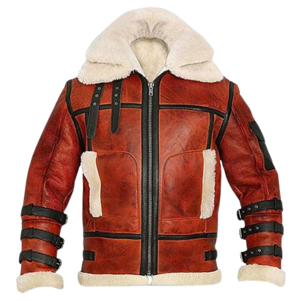 Mens B3 Bomber Aviator Shearling Leather Jacket