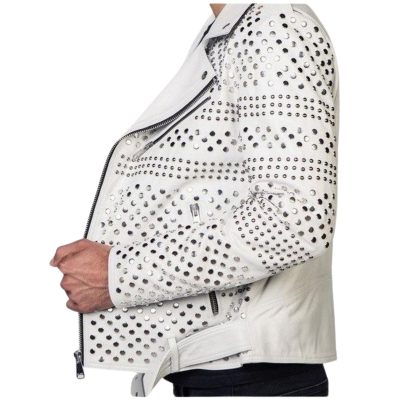 white leather biker jacket