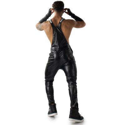 Stylish Mens Leather Overall In Black