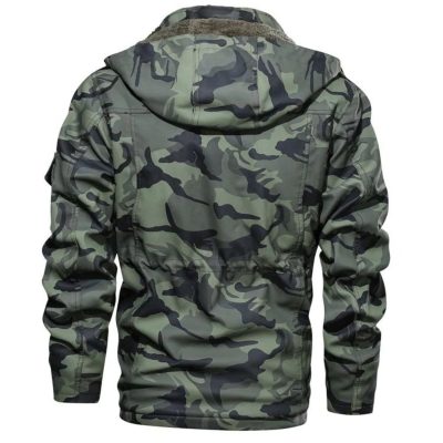 Men Army Style Leather Camouflage Jacket