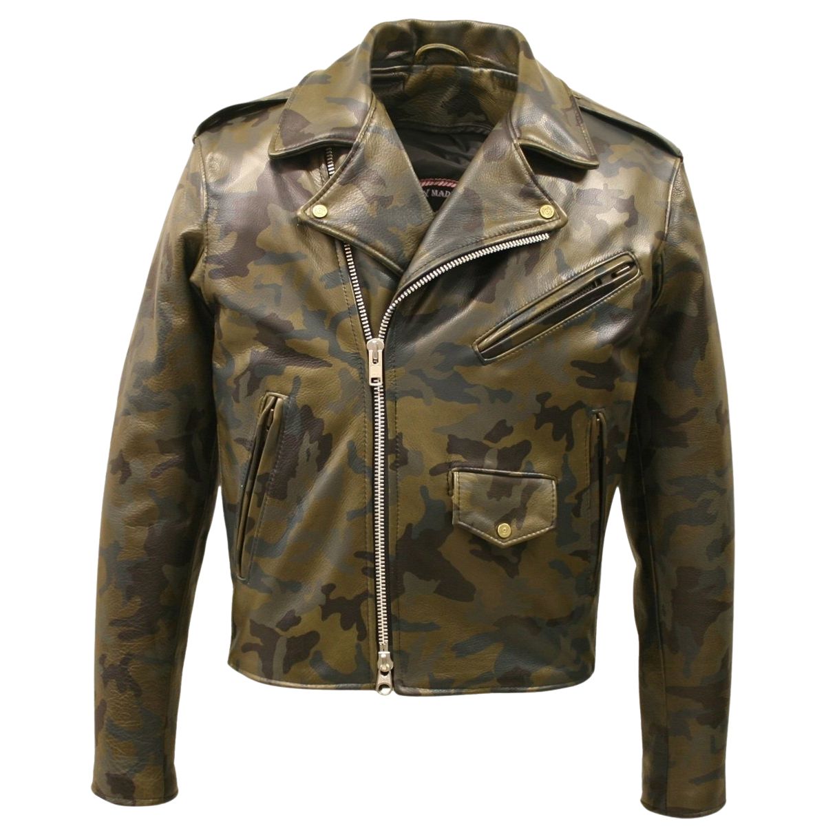 Men Modern Camouflage Leather Jacket