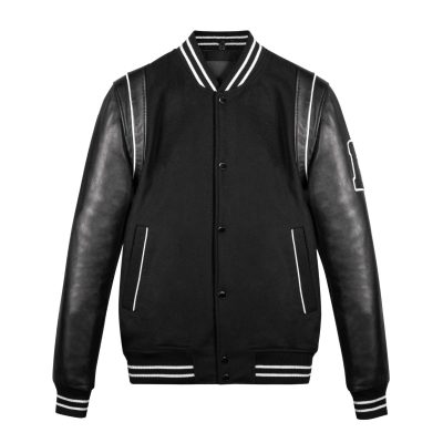 Mens black varsity leather jackets