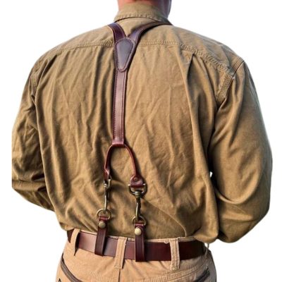 Mens Leather Suspenders with Back Adjustable Hooks