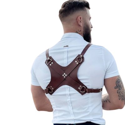 Men Leather Suspenders With Buckle Adjustments