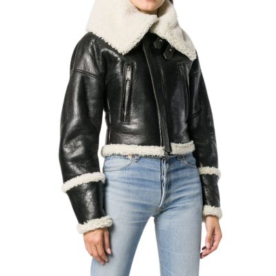 Shearling B3 Black & White Leather Bomber Jacket