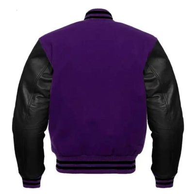 Men Purpler Leather Vasrity Jackets With Black Sleeves