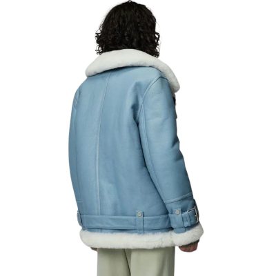 Womens Ivory Aviator Shearling Jacket