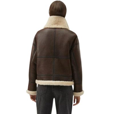 Women’s Chocolate Brown Shearling Aviator Jacket