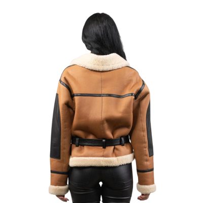 Women Orange and brown B3 Shearling Jacket