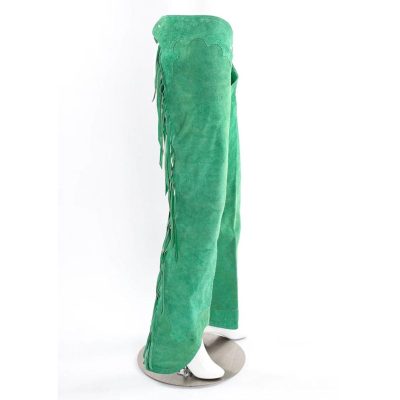 Women Green Western Chap With Fringes