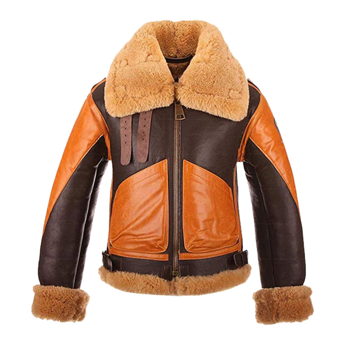 Women B3 Shearling Jackes With Two Tone Style