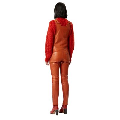 Women Classy Brown Leather Overall
