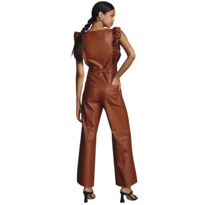 Women's Brown Stylish Leather Overall