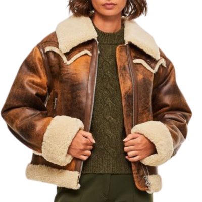 Womens B3 Bomber Shearling Brown Jacket