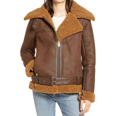 Women B3 Brown Shearling Jacket With Fur