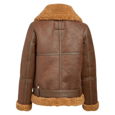 Women B3 Brown Shearling Jacket With Fur