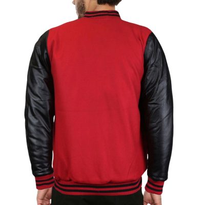 Walton Black & Red Leather Varsity Jacket