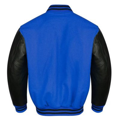 men blue varsity leather jackets with black sleeves