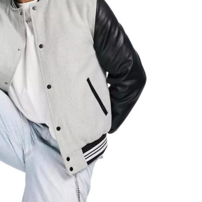 Men's White And Black Leather Varsity Jackets