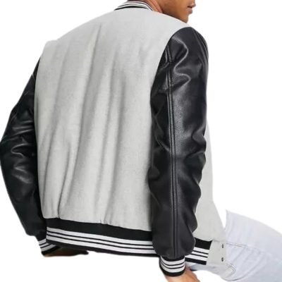 Men's White And Black Leather Varsity Jackets