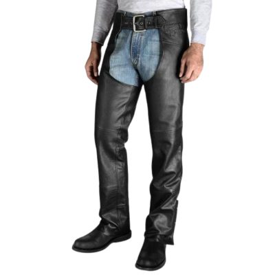 Cooper Black Leather Motorcycle Riding Chaps