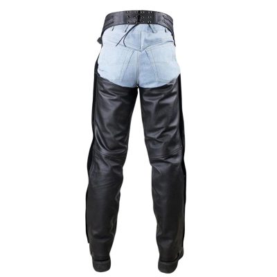 Ionic Black Leather Motorcycle Chaps