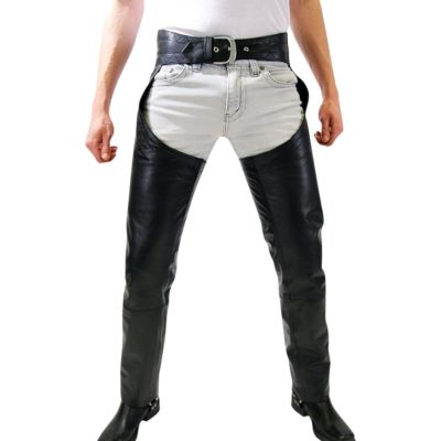 Noah Black Leather Biker Chaps