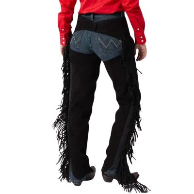 Stallion Black Cowboy Chaps With Fringes