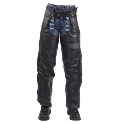 Wilde Black Leather Motorcycle Chaps