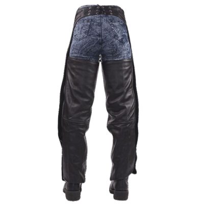 Wilde Black Leather Motorcycle Chaps